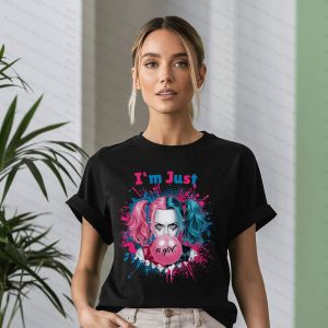 hot toys | T-shirt Juste Une Fille Style Harley Quinn Rose Chemise Rose Girly T-shirt Meme De Lan 2000 Chemise Féministe Rétro Méchante