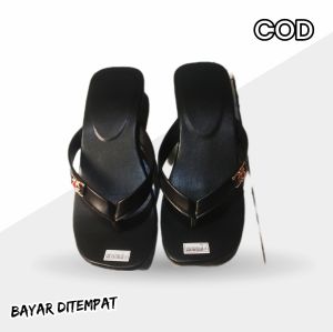 sandal cewek jepit hak 3CM keluaran baru perempuan kekinian COD bayar ditempat bisa