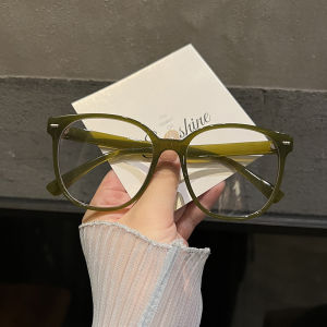 LP Glasses Plain K-style Trendy Black Frame Fancy Myopia Glasses Adjustable Degrees Big Rim round Face Slim Looking Glasses Frame