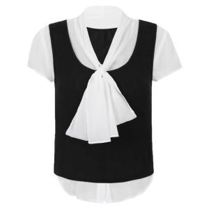 Stylish New Short Sleeve Womens Shirt Blouse White Chiffon