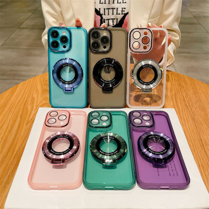 Case For Honor X7C 4G 2024 New Design Magnetic Stand Holder Transparent Casing For HonorX7C Honor X 7C Ultra Thin Clear Soft Phone Case With Camera Lens Protection