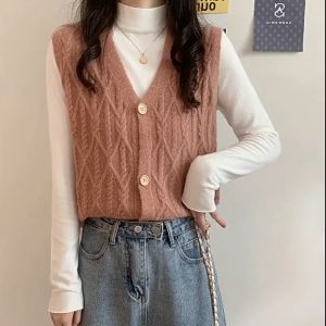 Áo gile nữ vặn thừng cổ tim siêu mềm nhiều màu vintage MS844