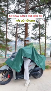Áo Mưa Vải Dù Da Cá Một Người Siêu To Có Kính Đèn Xe Đi Xe Máy Tiện Lợi