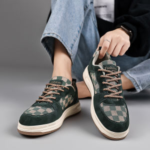 Trendy Casual Mens Shoes Size 45 Wear-Resistant Fashionable Black Leather Low-Heel round Toe Rubber Bottom Outdoor Leisure