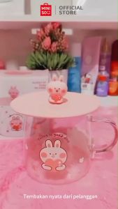 Miniso Tumbler Minum Kaca 300ML Cantik Dengan Tutup