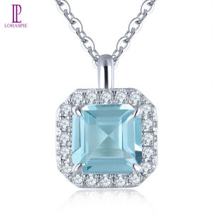 Lohaspie Đồ Trang Sức Bất 4 Carats 925 Mặt dây chuyền bằng bạc Ban Đầu Tự Nhiên Bầu Trời đá topaz xanh dương mặt dây chuyền ngọc hồng lựu đá màu đỏ Mặt Dây Chuyền Món Quà Cưới Topaz Cho thời trang Nữ Mặt Dây chuyền nữ Đồ Trang Sức