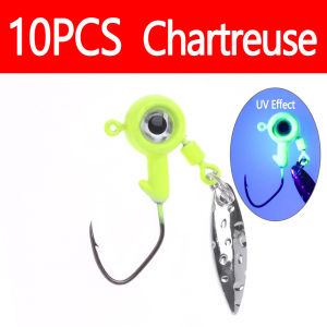 Bimoo 10pcs 2.2g 3.9g Jig Head Hook With Metal Spoon Barb Fishhooks Worm Jig Bait Casting Lure Fishing Tackle Trout Fishing Lure