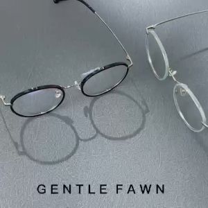 GENTLE FAWN Kacamata Frame Bulat Kecil Retro TR90+Metal Minus Antiradiasi Blueray Photocromik Pria & Wanita 7783