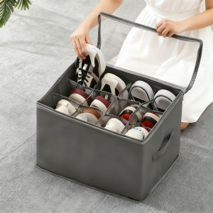 MANJIELI | Transparent Foldable No-assembly Required Shoes Storage Box