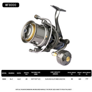 DEUKIO Long Shoot Spinning Fishing Reel 4.6:1 Gear Ratio Aluminum Alloy Body and Carbon Fiber Grip Saltwater Sea Fishing Wheel