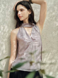 DUSHU | Multisize Acetate Crinkle Luster Halter Half Skirt Set