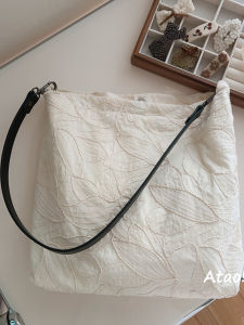 Retro Embroidered Canvas Shoulder Bag for Women Heavy Work Minimalist Underarm Bag Casual Leisure Crossbody Handbag