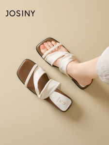 Josiny | White Summer New One-Strap Soft Bottom Wedge Sandals