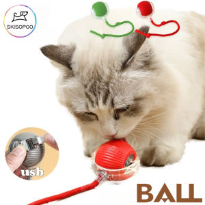 SKISOPGO Kitten Electric Ball Toy Interactive Cat Ball Toy Automatic Rolling Ball Faux Tail Rechargeable Ball Pet Toy