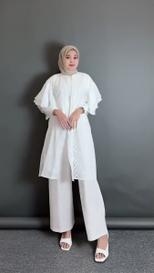 Malika Long Outer Cardigan Lace/ Busana Pantai/ Busana kondangan/ Cardigan Outweare Lengan Ruffle Rumbay