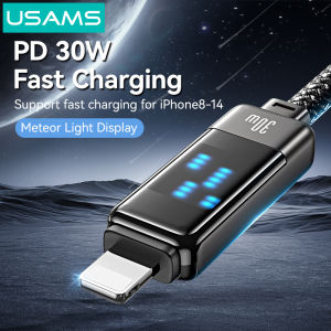 USAMS 30W USB C to Lightning Charging Cord Meteor Shower Display 100W Type C to Type C Fast Charging Cable Nylon Braided Zinc Alloy Super Charging Data Cable for iPhone 15 Xiaomi Huawei