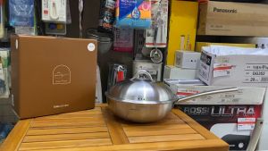 Chảo Inox 304 đúc liền sâu lòng chống dính Ceramic Oganic Edelkochen Easy Prism Cream size 24cm chuẩn Hàn Quốc kèm vung