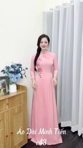 Áo Dài Lụa Thêu Hoa Thủ Công Việt Nam Cao Cấp - Mã C43