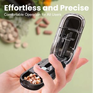Portable 2/4 In 1 Pill Cutter Storage Box Reusable Medicine Containers Medicine Storage with Accurate Pill Alignment