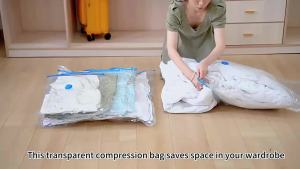 11/4pcs Vacuum Compression Bags with Hand PumpFor Bedding & Clothes - Vacuum Bag For Mattress Travel BagsClothes Storagse Bag