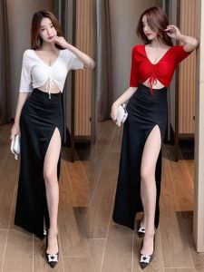 Thon Gọn Gợi Cảm Chia Đầm Dạ Hội Đồng Phục Làm Việc Trong Hộp Đêm Kỹ Thuật Viên Tắm Xông Hơi Đầm Bồn Tắm Chân Ktv Hấp Dẫn Nhiều Màu