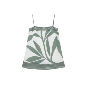 THE MIDDLE | Planted Satin Feel Strap Top Acid Acetate Straight Pants