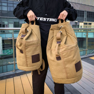 กระเป๋าเป้ผ้าใบกระเป๋าเป้สะพายหลังความจุมากสำหรับการเดินทางกลางแจ้งของผู้ชายกระเป๋าหนังสือสำหรับนักเรียนมัธยมปลายทรงถังมีเอกลักษณ์ส่วนตัวสำหรับเล่นกีฬาบาสเก็ตบอล