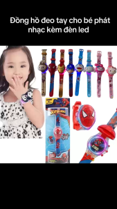 Đồng Hồ Trẻ Em Có Đèn LED Phát Nhạc Hình Siêu Anh Hùng Spiderman Captain Hulk Hello Kytti Công chúa