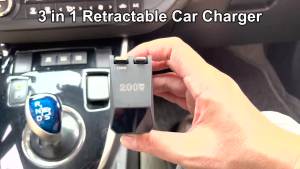 Ubigbuy 200W 4 in 1 Retractable Car Charger Digital Display Type C Fast Charging Charger With Type C Cable For iPhone 16 Samsung