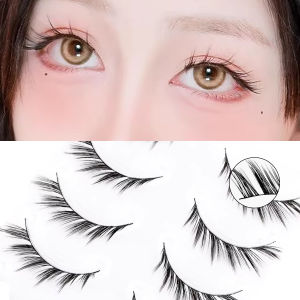 5 Pairs SQLH Lashes Full Strip Lashes C Curl Transparent Band Fishtail Eyelashes Manga Eyelashes Easy for Beginners Natural