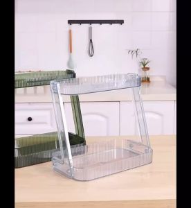 Rak Dapur Premium 2 Tingkat Akrilik Rak Skincare Serbaguna Rak Portable