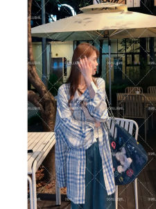 Áo Sơ Mi Kẻ Caro Phong Cách Hàn Quốc Dáng Rộng Dài Tay Thường Ngày Cho Nữ Mùa Thu 2025 Thân Thiện Với Làn Da Thoáng Khí