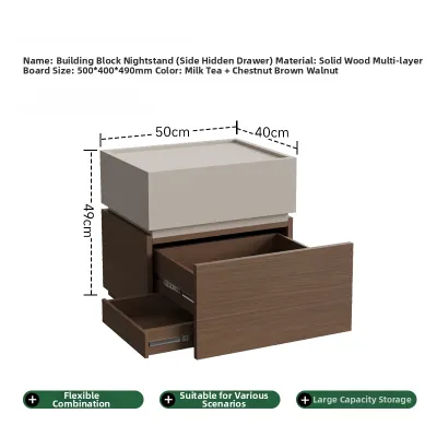 Minimalist Storage Bedside Cabinet with Secret Compartment and Lock