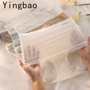 ชุดชั้น Yingbao ในเอวสูง สำหรับผู้หญิงกางเกงในเอวสูง ขนาดพิเศษ กางเกงในขนาดใหญ่ สำหรับสตรีผ้า ไม่ได้รอยต่อรุ่นเย็นสบาย บางมาก สำหรับฤดูร้อนสไตล์ใหม่