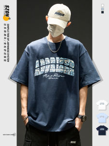 เสื้อยืดคอกลมแขนสั้นผ้าฝ้ายแท้ระบายอากาศได้ดีสำหรับผู้ชาย เสื้อยืดแฟชั่นฤดูร้อน สไตล์อเมริกัน สวมใส่สบาย คอลเลกชั่นใหม่