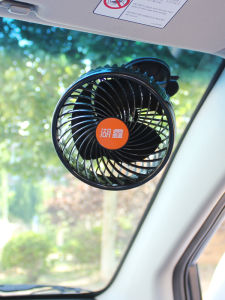 Car Mounted Electric Fan Strong Wind Mini Portable Fan for Large Truck 12V 24V Abs Suction Clip Style Vehicle Air Conditioner
