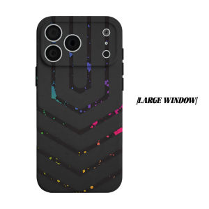 BILIBILI | Dark Gradient Chevron Paint Splash Phone Case for iPhone 18 17 16 15 14 13 12 11 Air Pro Max Plus Double-layer Cover
