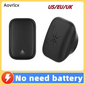 Aovrlcx No Battery Self Powered Wireless Doorbell US/UK/EU Plug 38 Ringtones Outdoor Waterproof 150m Range Kinetic Door Bell Set