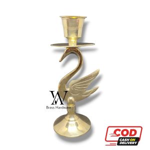 Tempat Lilin Kuningan Cabang Motif Angsa Warna Kuning 1 Pcs