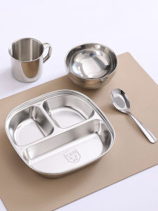 CHUANGSHUNFU | Stainless Steel Children Partitioned Dinner Plate Set