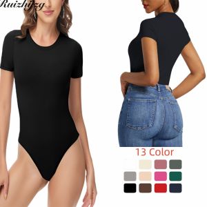 Ruizhijzg Womens Bodysuit Short Sleeve Top And Briefs Ladies Girls Swimming Yoga Dance Sports Round Neck T shirts shapewear Underwear