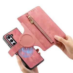 LS | 2 In 1 Detachable Zipper Magnetic Card Holder Leather Wallet Flip Cover For Magsafe Samsung Galaxy Z Fold 8 Ultra Fold 7 6 5 4 3