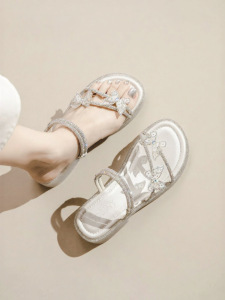 Josiny | Fairytale Style Dress Match Sandals with Soft Sole and Rhinestones