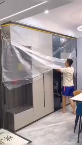 Plastik Penutup Pelindung Kotoran Debu Kasur TV Sofa Furniture / Cover Masking Film Plastic Meja Rak / Alas Kertas Cat Tembok Dinding 15 METER