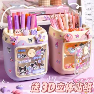 Creative Pen Holder Storage Box One Kids Girl Student Desktop Large Capacity Super Large Office Pen Multi-Functional Pen Container with Drawer Cute Good-looking Transparent Desk Rack Gift