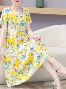 High-Quality Short Sleeve Floral Noil Poplin Dress: A Stylish Choice for Summer