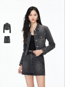 Vero Moda | Regular Fit Straight Shoulder Denim Jacket Skirt