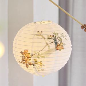 Chinese New Year Mid-Autumn Festival Decorative Lantern Glowing round Paper Lantern Japanese Style Handheld Hanfu Lighting