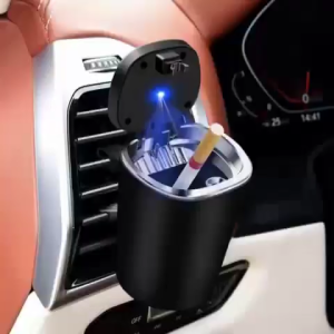 Ashtray Mobil LED Premium | Tempat Abu Rokok Gantung Anti Bau | Warna Hitam Elegan | Desain Minimalis