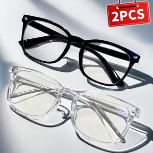 2/3pcs Square Frame Blue Light Blocking Glasses Advanced Look For All Seasons Daily Eye Protection